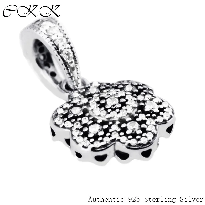 

Authentic 925 Sterling Silver Charm Fit Bracelet Crystallised Floral Silver Charm Fine Jewelry Women Beads DIY Jewelry YL492