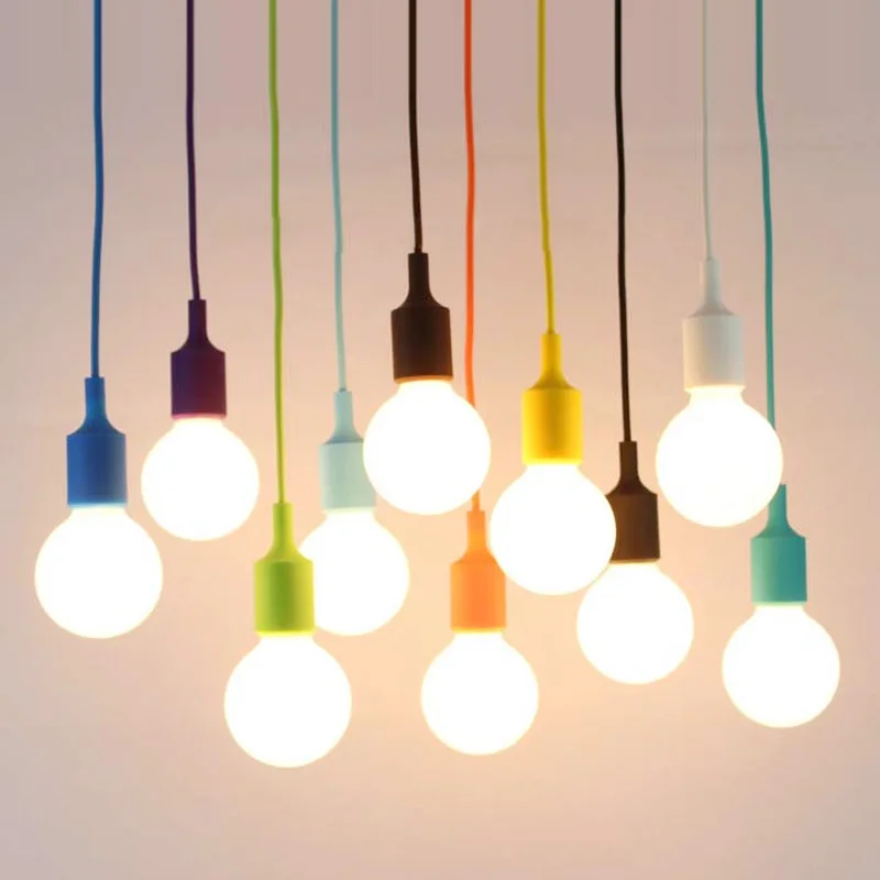 

Modern Colorful Silicone Pendant Lights E27 Lamp Holder 120V/220V Fashional Pendant Light For Home Decoration Lovely Lighting