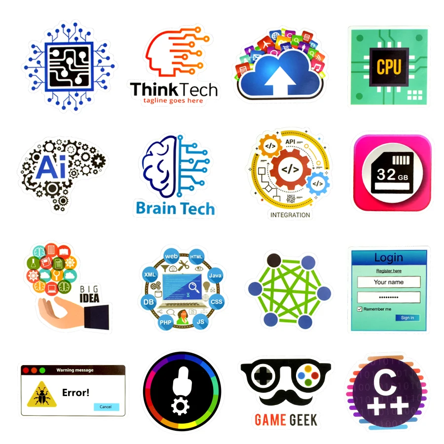 50 шт. Программирование стикер технология программное обеспечение программы данные креативные наклейки s для гика DIY компьютер ноутбук телефон PS4 ноутбук