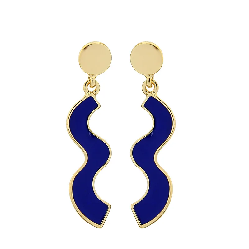 

Fashion enamel wave curve shape alloy earrings for women kolczyki kupe