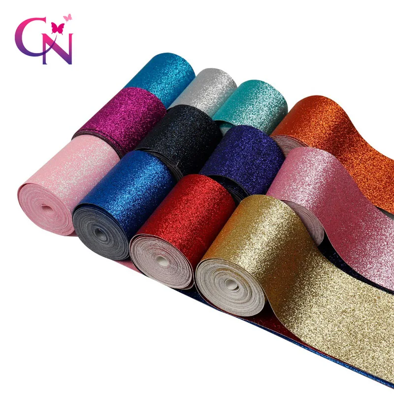 

2 Yards/roll 3''(75mm) Glitter Shiny Leather Ribbon Leather Fabric Ribbon DIY Hairbows Accessories Materials Gift Package