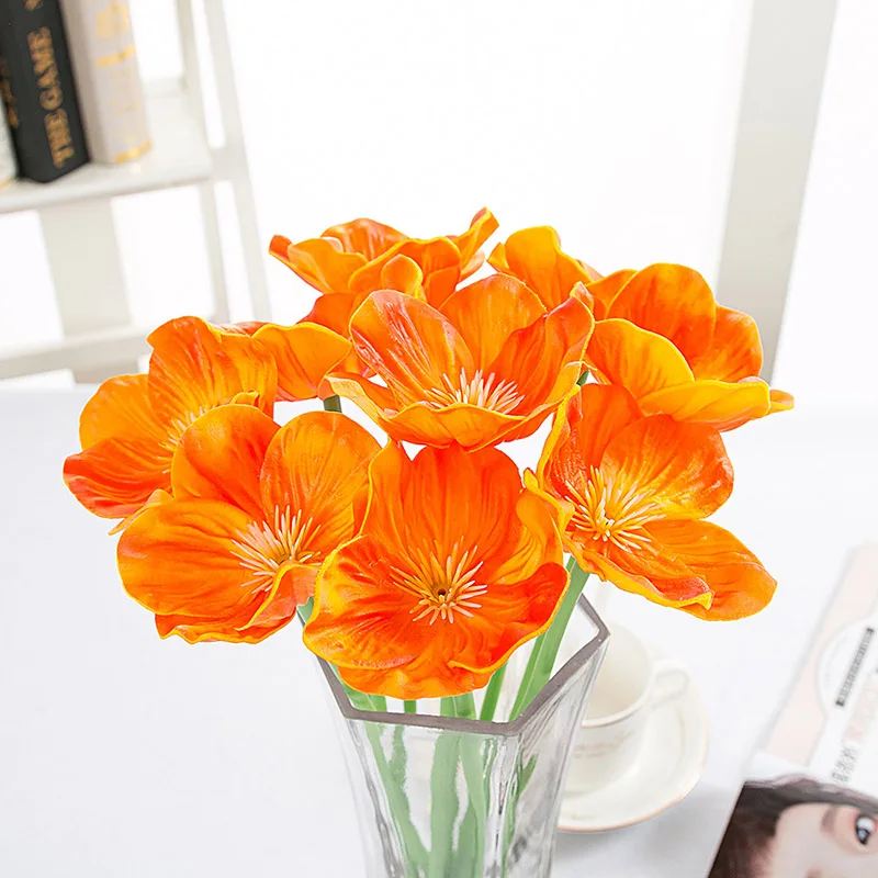 

5pcs/lot 2019 New Artificial Poppy Silk Flowers Home Party Decoration Poppy Fake flowers For Garden Decor Artificielles Flower