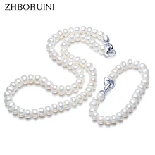 ZHBORUINI Fashion Necklace Pearl Jewelry set Natural Pearl Love Button 925 Sterling Silver Necklace Bracelet For Women Gift ZHBORUINI Fashion Necklace Pearl Jewelry set Natural Pearl Love Button 925 Sterling Silver Necklace Bracelet For Women Gift