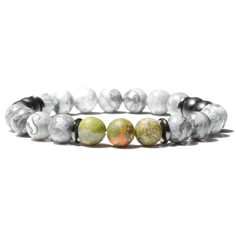Натуральные браслеты из камней, очаровательные женские бусы, мужские белые браслеты, браслет с цепочкой, модные ювелирные изделия - Окраска металла: FD0555