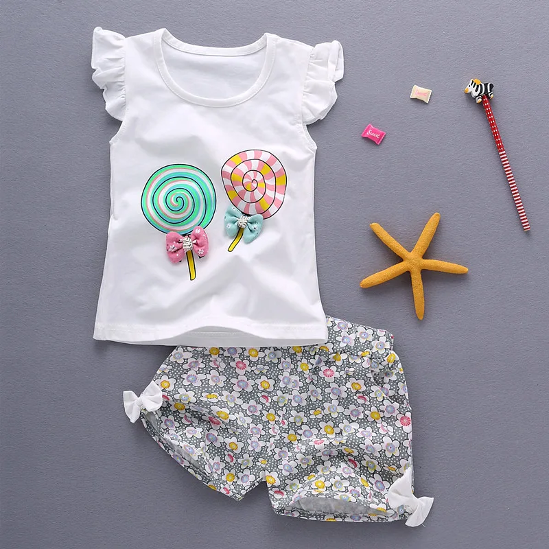 

Infant Baby Girl Clothing Sets For Newborn Baby Girls Summer Clothes Kids Sports Suit Baby 1st Birthday Outfits Sets 0-2 Years
