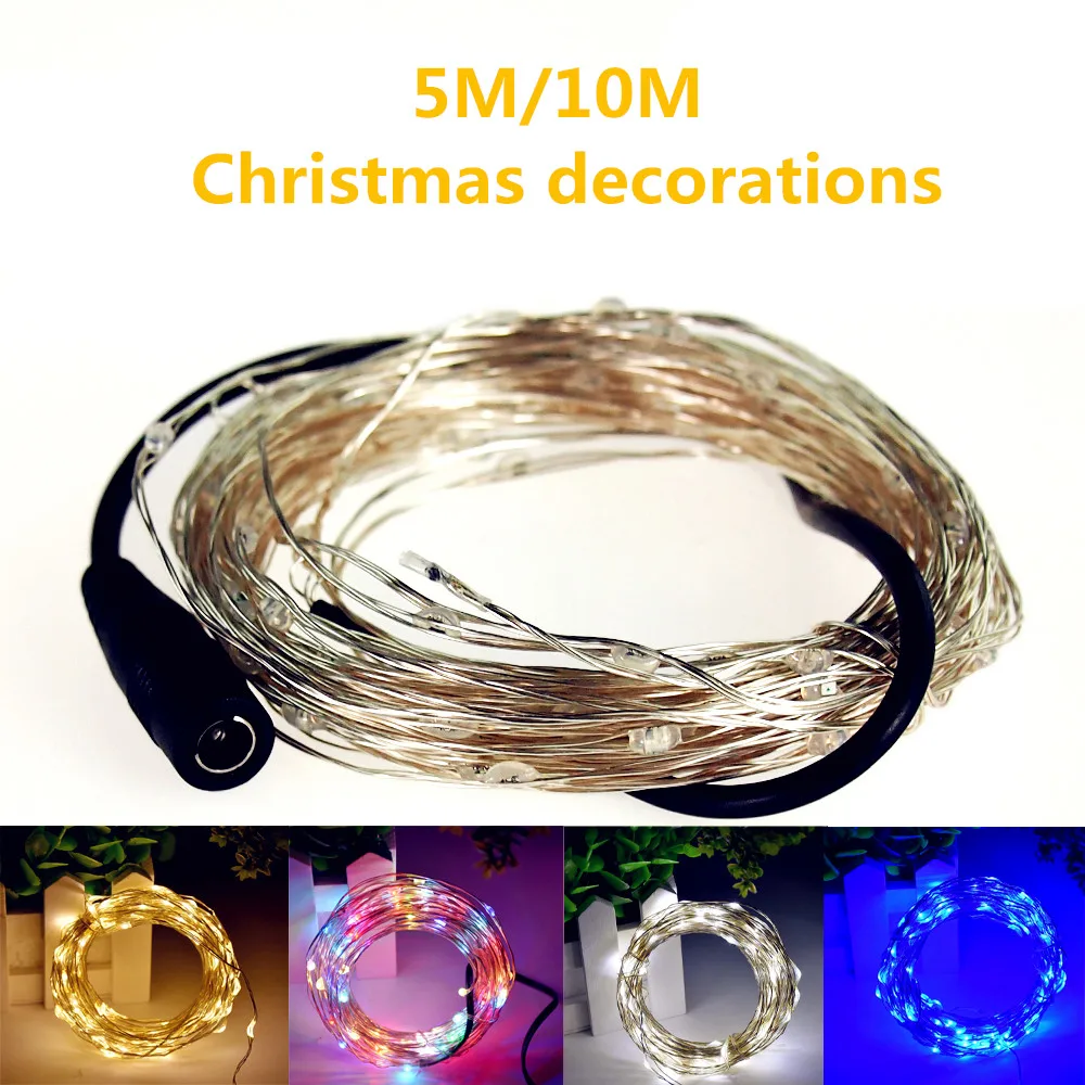 DC12V 5M/10M LED Outdoor Silver Wire DC connector LED vines String Light for Christmas Wedding Party Decoration Fairy Light