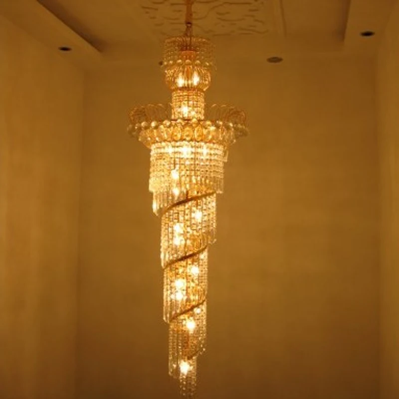 contremporary chandelier Gold crystal lamp hotel lobby chandeliers High