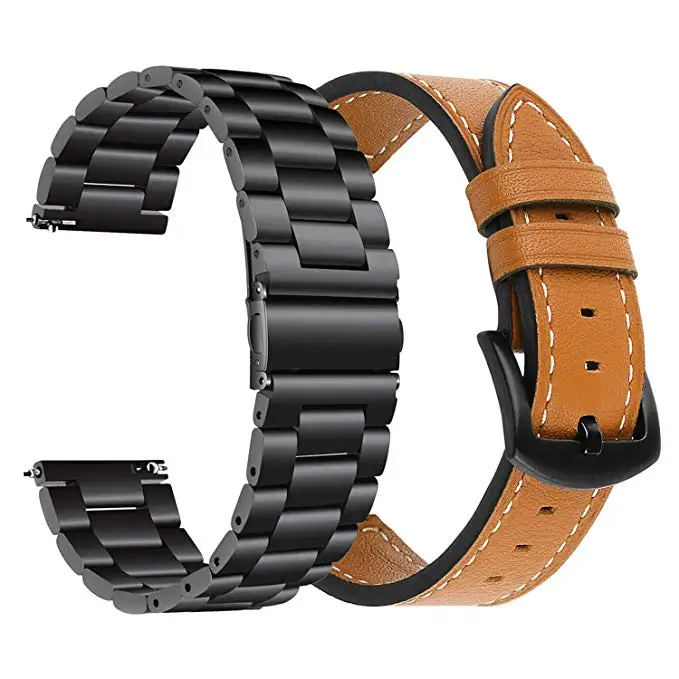 

Stainless steel Genuine leather Wristband For Xiaomi Huami Amazfit Stratos 2 2S /amazfit pace bracelet strap smart watch band