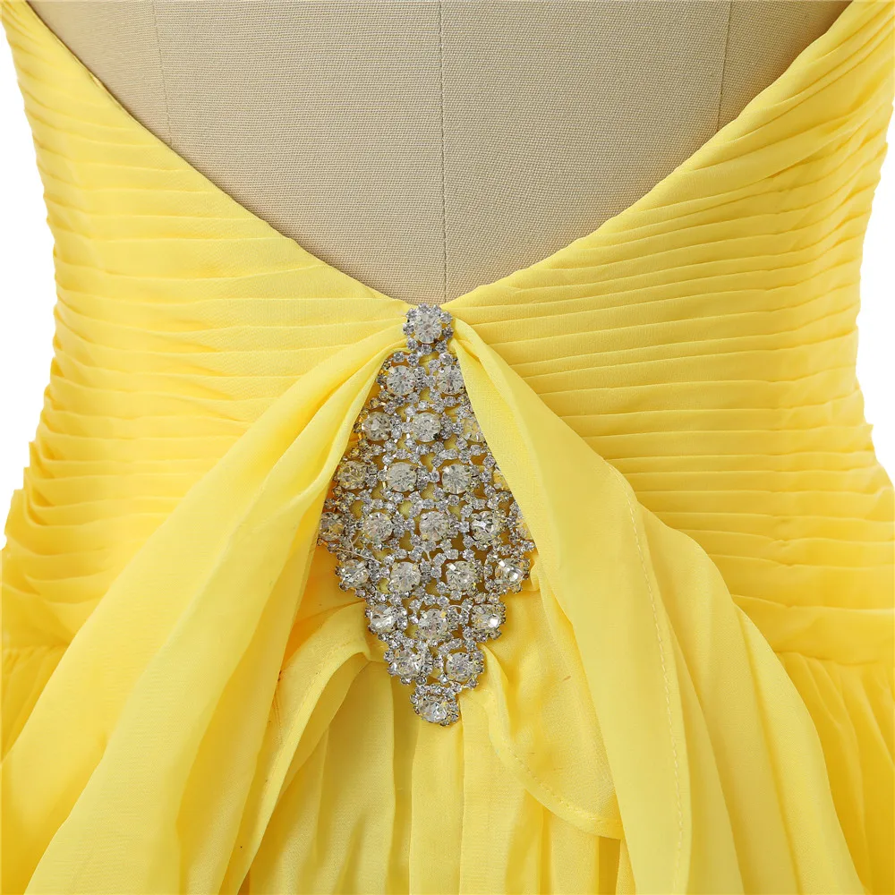 Желтое выпускное платье трапециевидной формы с рукавами-крылышками из шифона с открытой спиной Женские Длинные вечерние платья для выпускного вечера Robe De Soiree