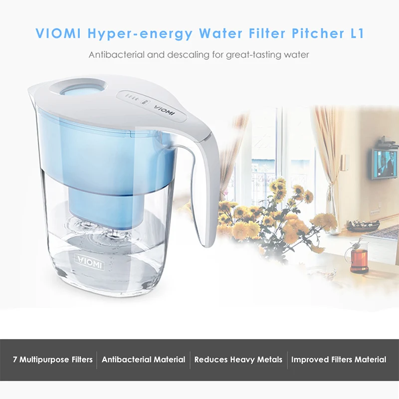 

Original Xiaomi VIOMI 3.5L Water Filter Pitcher L1 7 Multipurpose Filtration Dispenser Cup Mijia Water Filter Standard Version