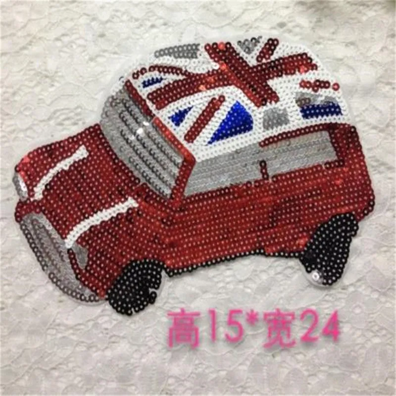 

Sequins patch Car Applique embroidery Iron on patches British flag deal with it Stickers for clothes T-shirt/Dress/Jeans/Coat