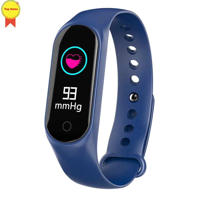 Синий Reloj inteligente кровяное давление монитор сердечного ритма умный Браслет фитнес-трекер для Android IOS xiaomi samsung телефон - Цвет: Синий