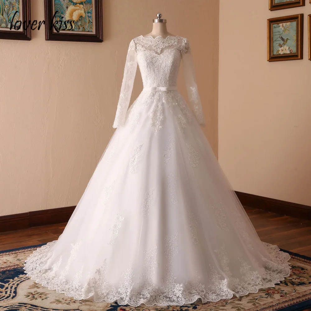 Любовник Поцелуй Vestidos De Noiva размера плюс с длинным рукавом свадебные платья 2021 на