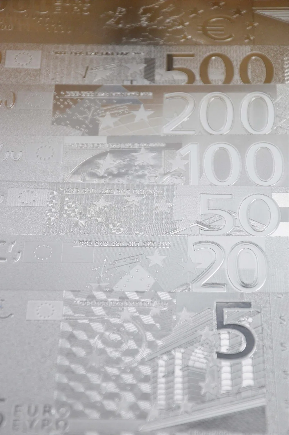 Подарки с серебряным покрытием Euro 5.20.50.100.200.500.1000 серебряная банкнота|paper chart|detector