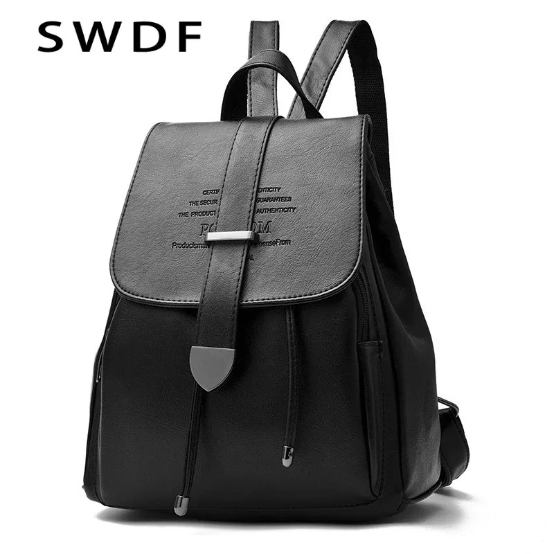 

SWDF High Quality Soft PU Leather New Women's Backpacks Anti-thief Travel Bags Fashion FemaleSchool Ladies Preppy Girl Backpack