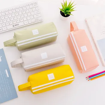 

Stationery Pencil Case Brief Style Pencil Bag School Pure Color Large Capacity Pen Pencil Bag Stationery D329