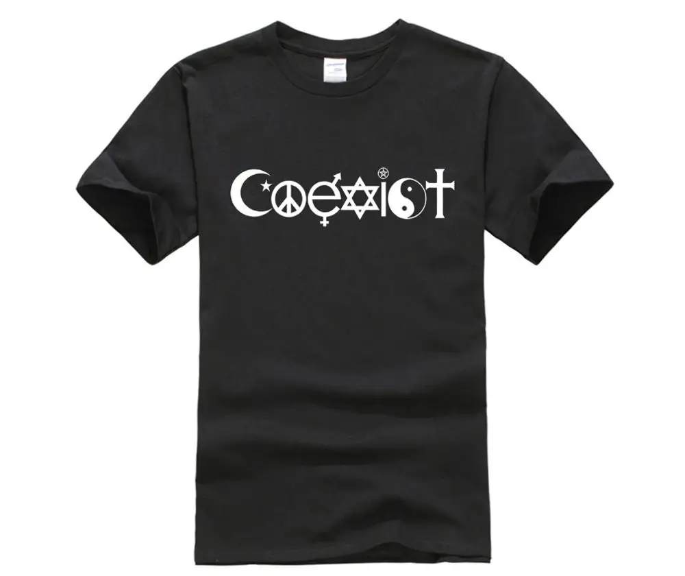 Мужская футболка с коротким рукавом Coexist Fun хлопковая Футболка принтом на заказ |