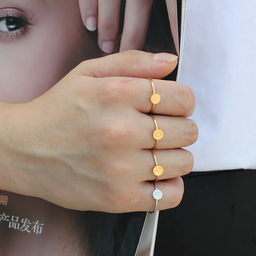 Кольцо в форме сердца с буквами, ювелирные изделия из нержавеющей стали, кольцо для аксессуаров, Серебряное Золотое кольцо на палец, набор ювелирных украшений для женщин