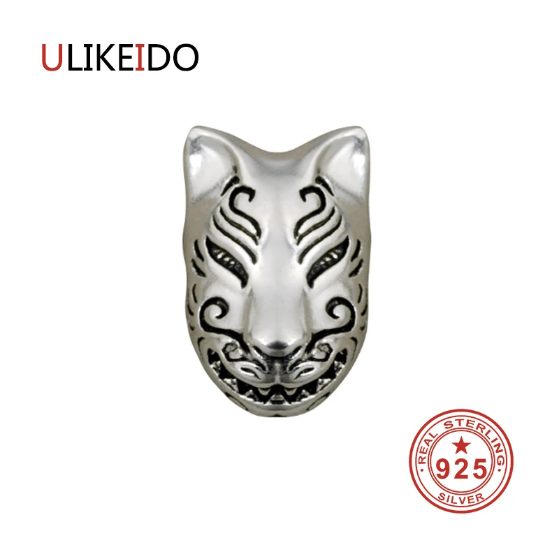 

100% Pure 925 Sterling Silver Fox Earrings Fashion Punk Jewelry Stud Earring For Men And Women Special Gift 1233