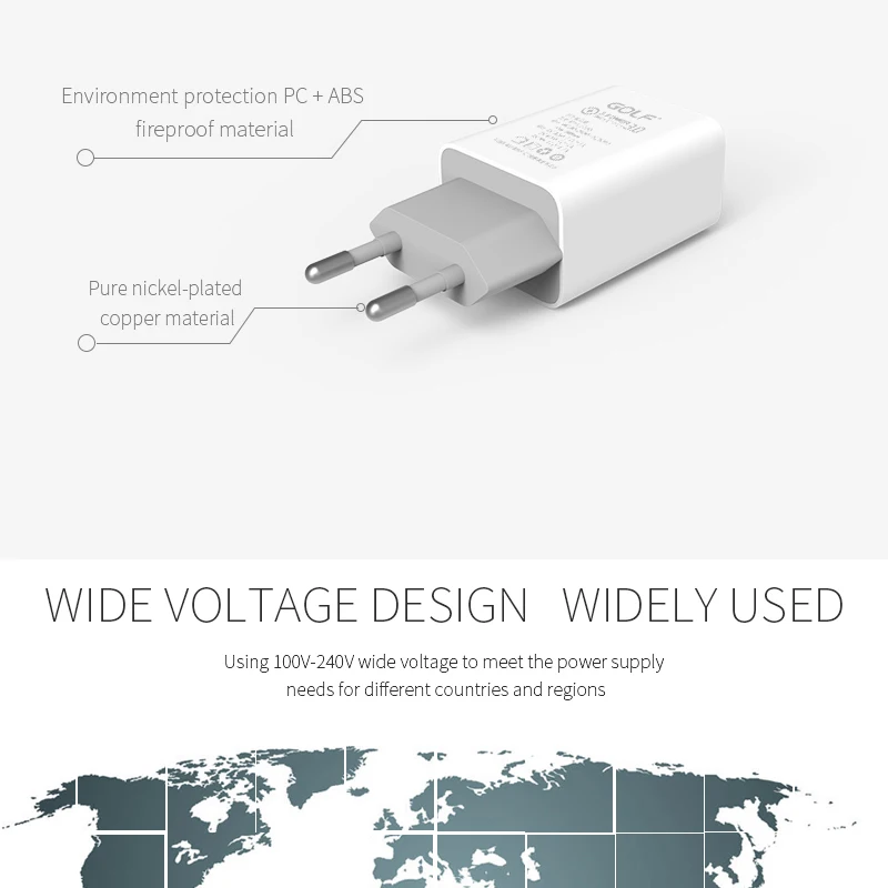 Гольф USB Зарядное устройство 5V2. 1A Универсальный 2 Порты Портативный Путешествия стены переходник для зарядного устройства samsung ЕС Подключите мобильный телефон Зарядное устройство для iPhone