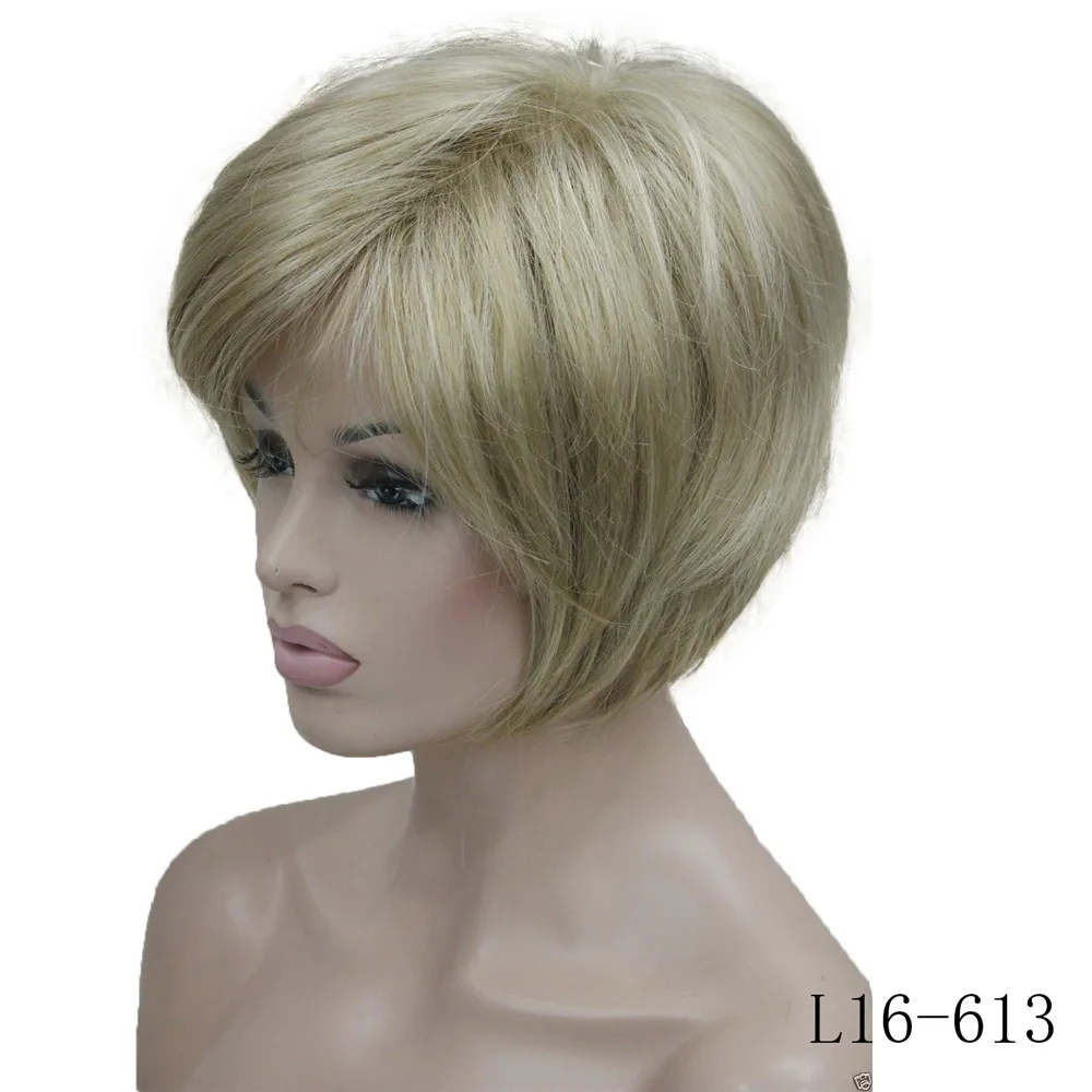 5969 #L16-613 new vogue honey blonde mix short straight lady's synthetic wigs (4)