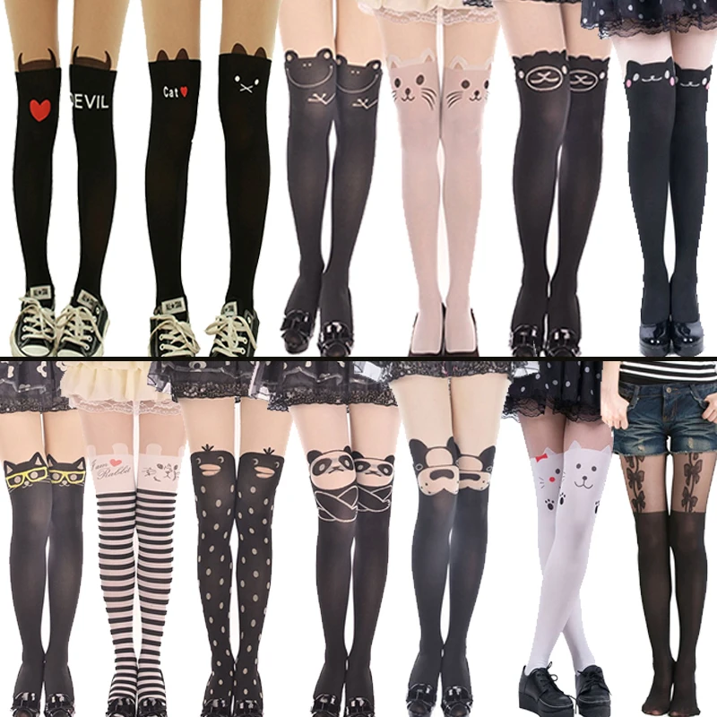 Kawaii Sexy Girl S Pantyhose Tights Pattern Printed Tattoo Stockings