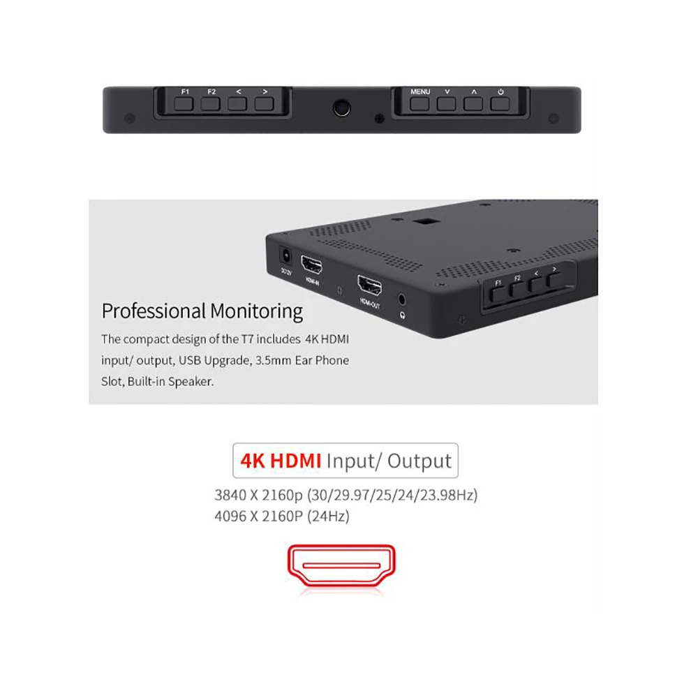 Feelworld T7 7 дюймов ips 1920x1200 HDMI на камере полевой монитор Поддержка 4K входной выход видео монитор для DSLR Canon Nikon sony