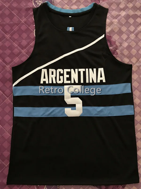 

#5 MANU GINOBLI TEAM ARGENTINA Retro Throwback basketball jerseys Embroidery Stitched any number and name