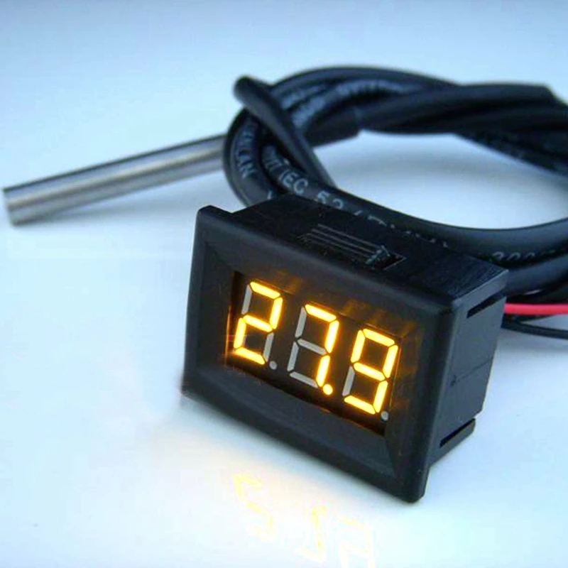 

New waterproof 0.36" -55 to 125 Degree LED Digital Thermometer DC9~30V Temperature Meter DS18B20 Sensor