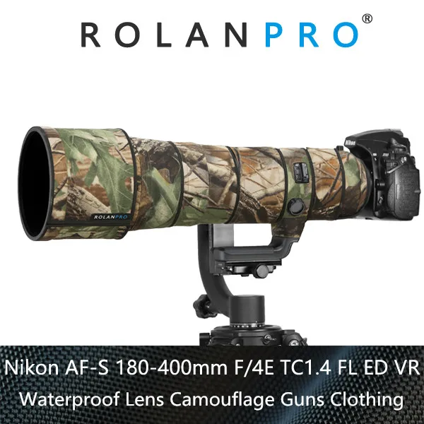 

ROLANPRO Camera Lens Coat Camouflage for Nikon AF-S 180-400mm F/4E TC1.4 FL ED VR Rain Cover Protective Case