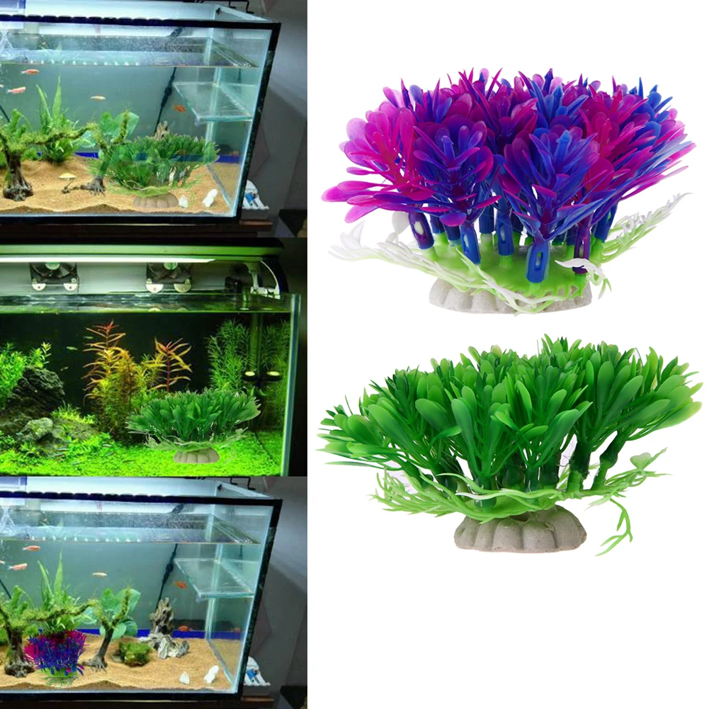 

Aquarium Fish Tank Decoration Artificial Aquatic Plant 12x8cm Green Purple Water Grass Decor Fish Landscape Decoration Supplies