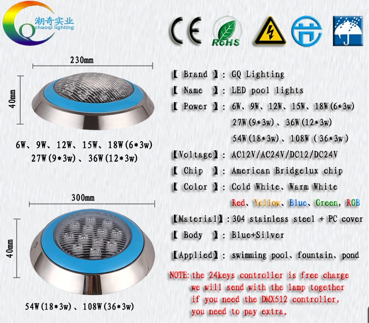 Светодиодные подводные светильники светодиодные бассейн lightAC12V 24 В 6w9w12w18w36W 54 Вт IP68 наружного освещения Холодный теплые RGB пруд led piscina