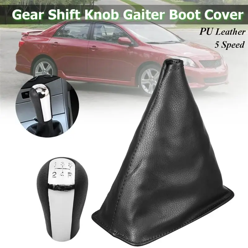 

5 Speed Car Gear Knob Shift PU Leather Gaiter Boot Cover For Toyota Corolla 1998 1999 2000 2001 2002 2003 2004 2005 2006 2007-08