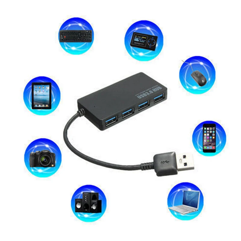 4 порта черный/белый USB 3,0 концентратор переходник разветвитель высокоскоростной 5 Гбит/с для ПК ноутбука адаптер концентратор