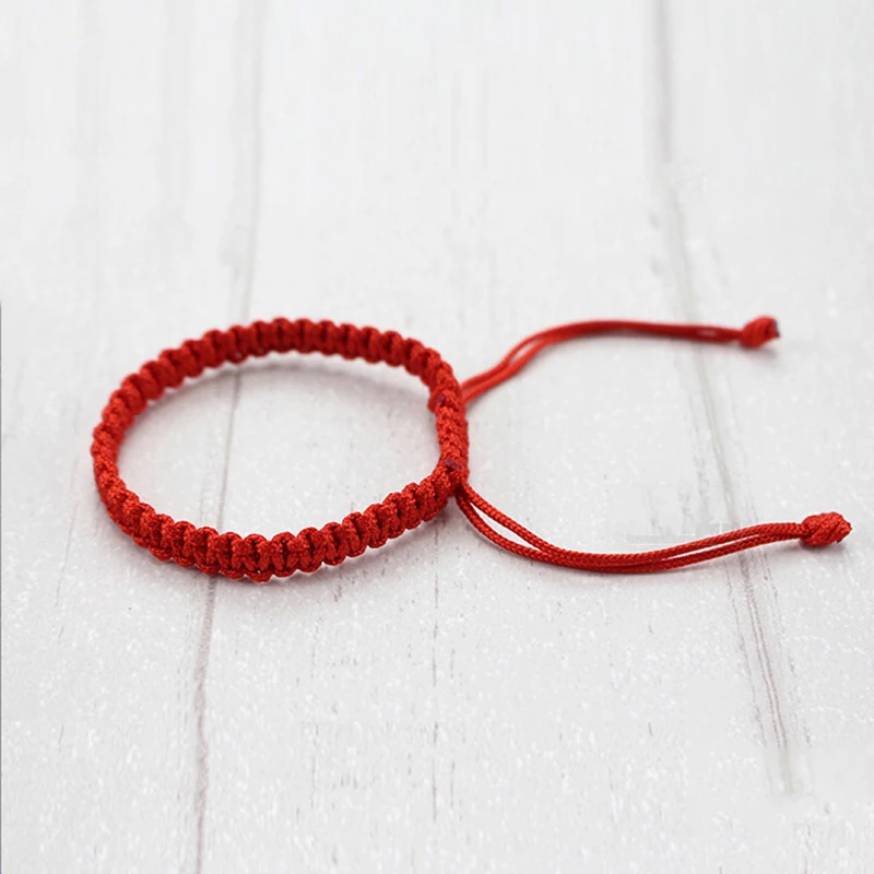 Тибетский буддийский красный браслет для мужчин и мужчин Регулируемая счастливая веревка ручной работы растягивающиеся узлы