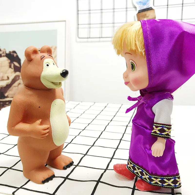 

Russia MarSha And Bear Squishy Dolls Kids Toys Gift For Children