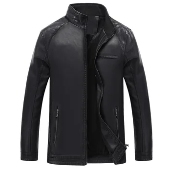 

Free shipping autumn and winter new men plus size PU leather jacket 1819