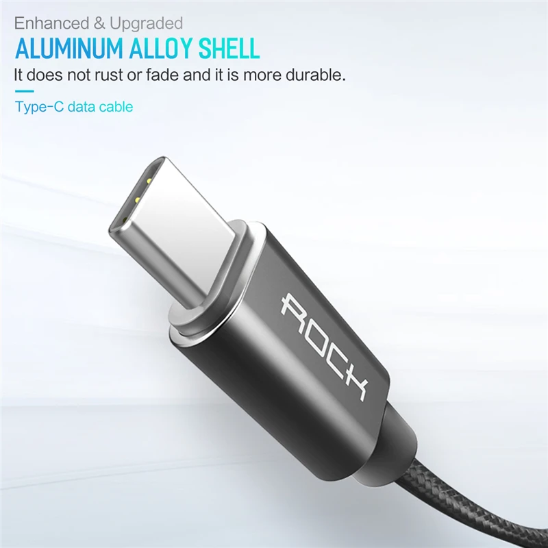 Рок Тип usb C кабель для samsung Примечание 8 S9 S8 Xiaomi Mi A1 Быстрая зарядка нейлон Плетеный