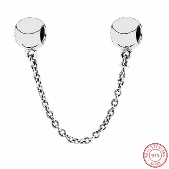 

Classic Safety Chains Embellished with Brand LOGO DIY Fit PANDORA Charms Silver 925 Original for Women Jewelry Making SF013