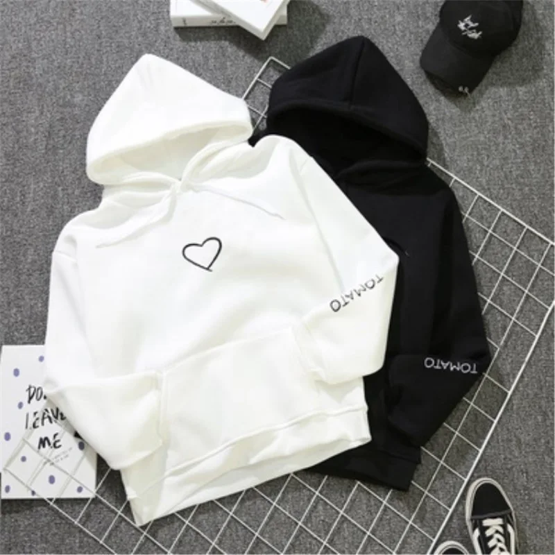 

New Fashion Love Heart Print Women Hoodies Casual Lover Couple Sweatshirts Autumn Long Sleeve Pullovers Sportswear Tracksuit