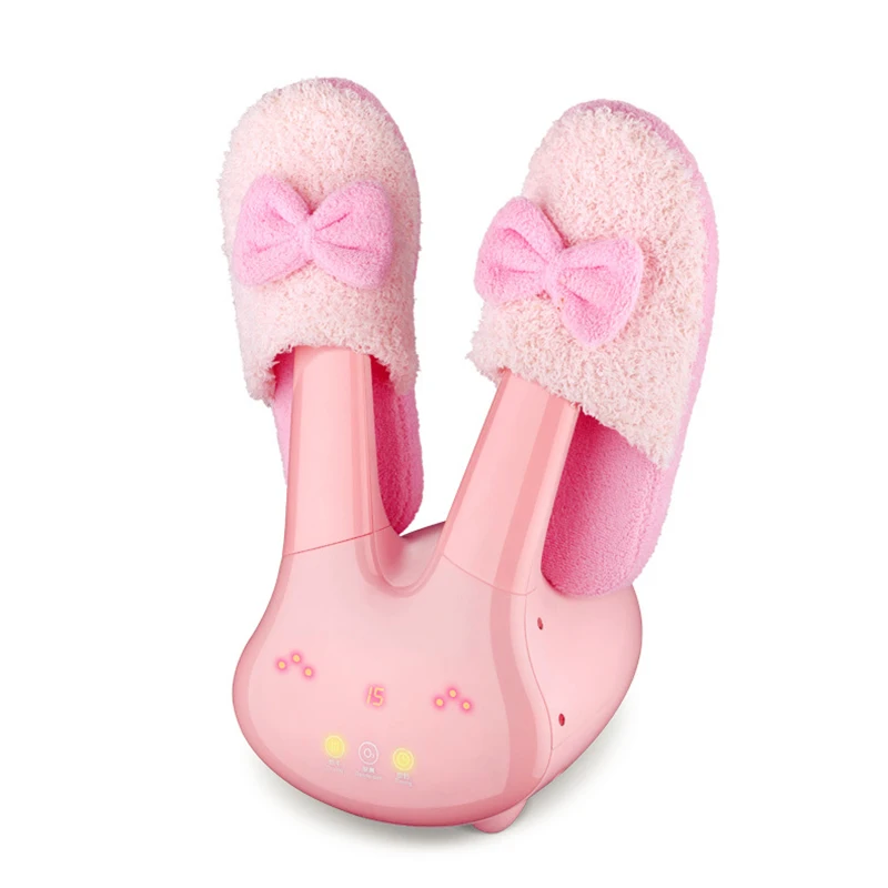 EAS-Ac110-220V забавная форма кролика электрическая сушилка для обуви дезодорирующая и выдвижная теплая сушилка для обуви розовая вилка США