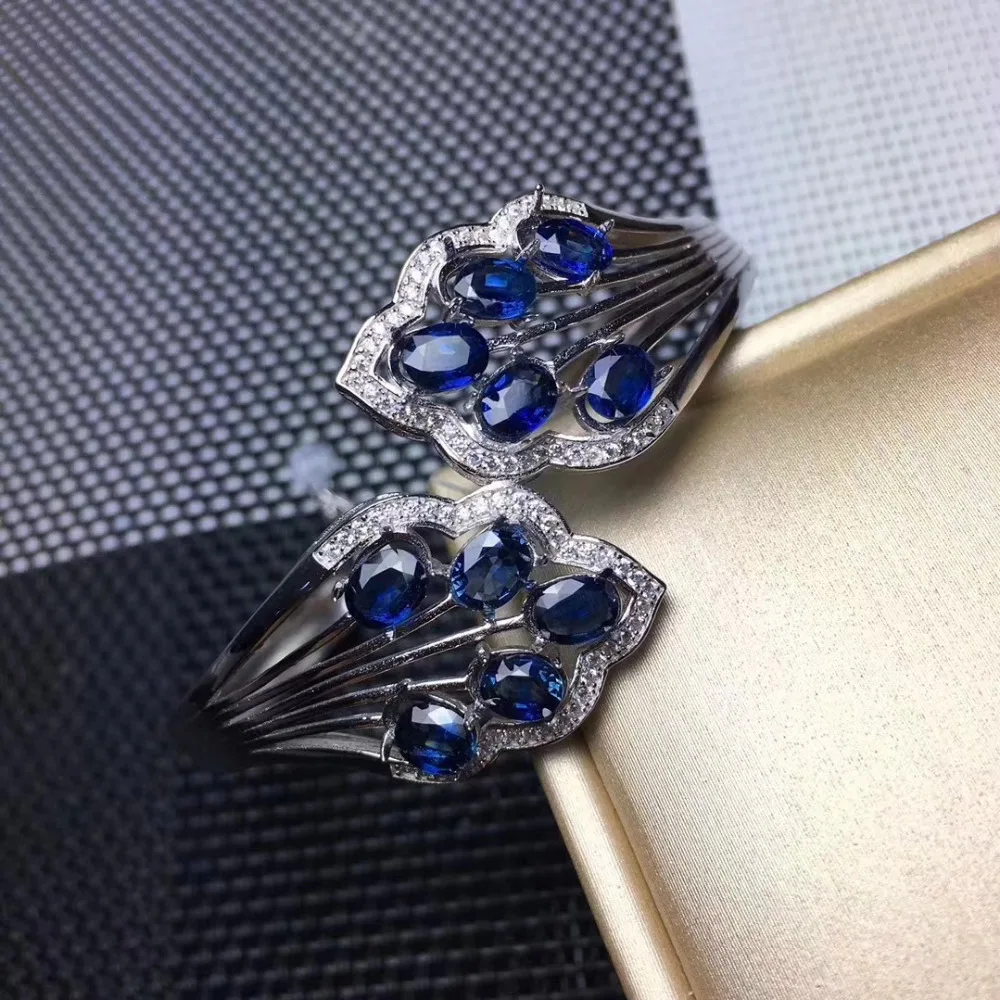  Bracelets en saphir bleu naturel Bracelet en pierres précieuses naturelles 925 en argent sterling p