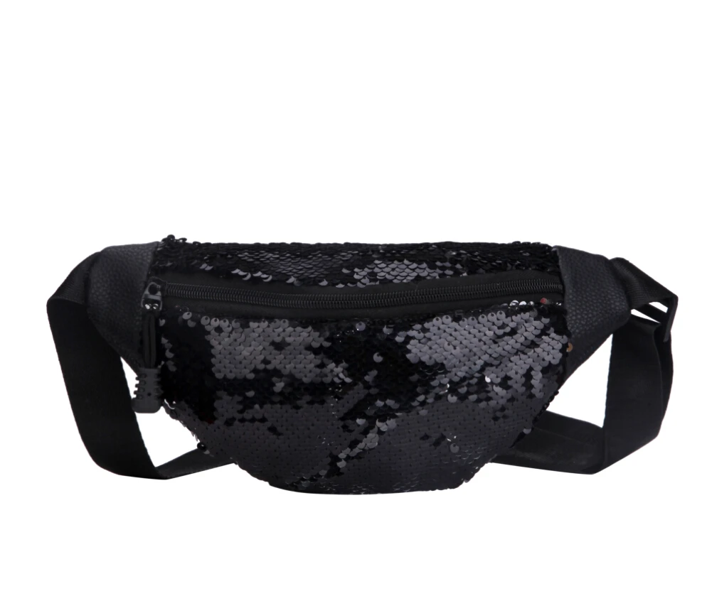 Black Sequin Новые модные женские туфли груди мешок леди блестки пайетки талии сумка поясная сумка почтальона через плечо мешок хип кошелек сумка подарок - Цвет: Black Sequin