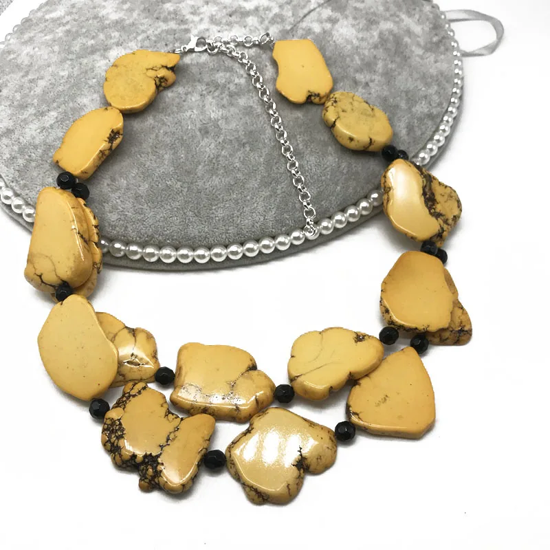 

Free Shipping Natural Stones Two Layers More Colors Collar Necklace