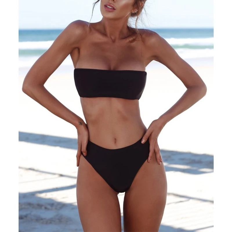 Conjunto de Bikini sexi para mujer, sin tirantes, sujetador push-up, bañador