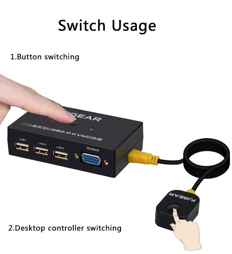 4 порта Kvm switcher с настольным контроллером переключатель несколько компьютеров поделиться USB устройства монитор отправить соединительный