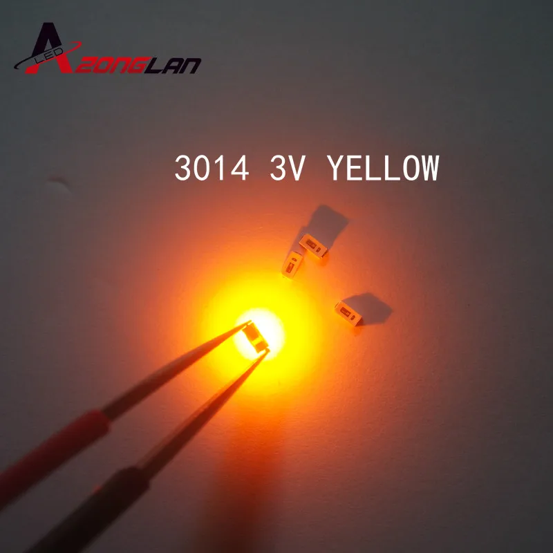 50 шт. 3014 SMD LED чип желтый ультра яркий 0 1 Вт 6 8LM 30mA 3V поверхностное крепление