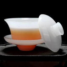 Белая Нефритовая фарфоровая чаша, китайский стиль, забота о здоровье, чайный набор кунг-фу, жаростойкий чайный разделитель, бытовая прозрачная чайная чашка
