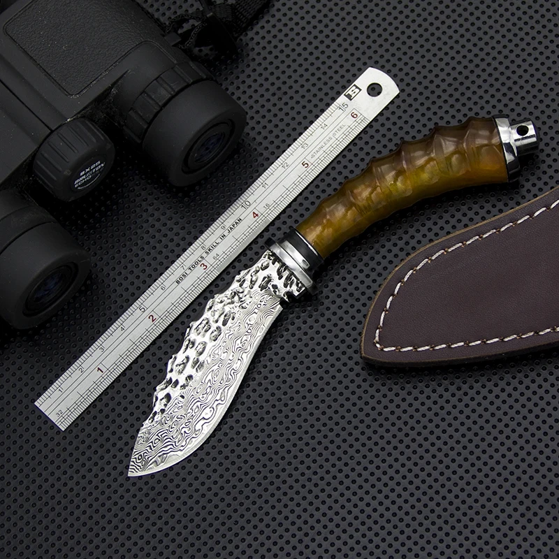 Мини Утилита Тактические Ножи Дамаск фиксированным лезвием Ножи выживания Прямые Ножи EDC Открытый Инструменты кемпинг ножи самообороны