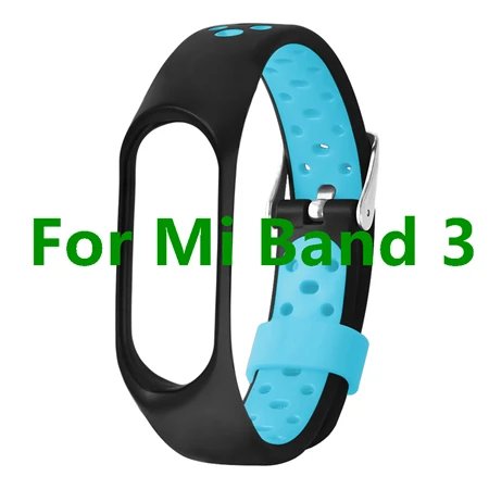 Double Color Mi Band 3 Strap For Xiaomi Mi Band 3 Miband 3 Sport Silicone Bracelet For Xiaomi Mi Band 4 Breathable Watch Band - Цвет: Buckle For Band 3